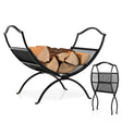 19 Inch Folding Fireplace Log Rack with Convenient Handle-Black