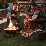 19 Inch Folding Fireplace Log Rack with Convenient Handle-Black