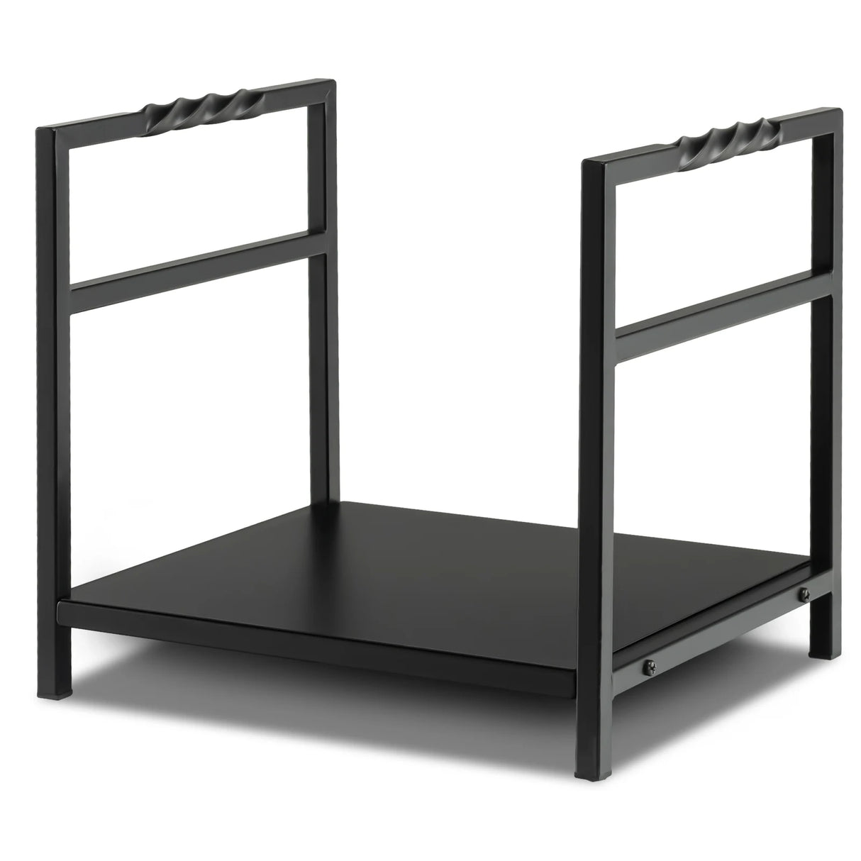 Firewood Log Rack with Unique Handle and Raised Feet-Black