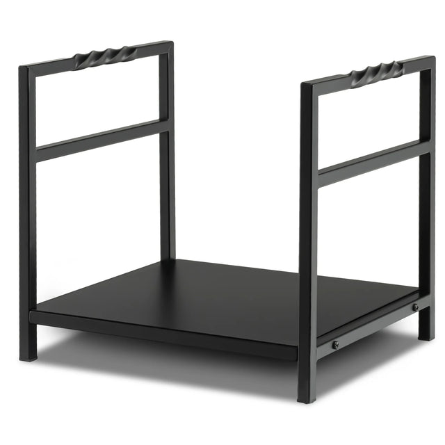 Firewood Log Rack with Unique Handle and Raised Feet-Black