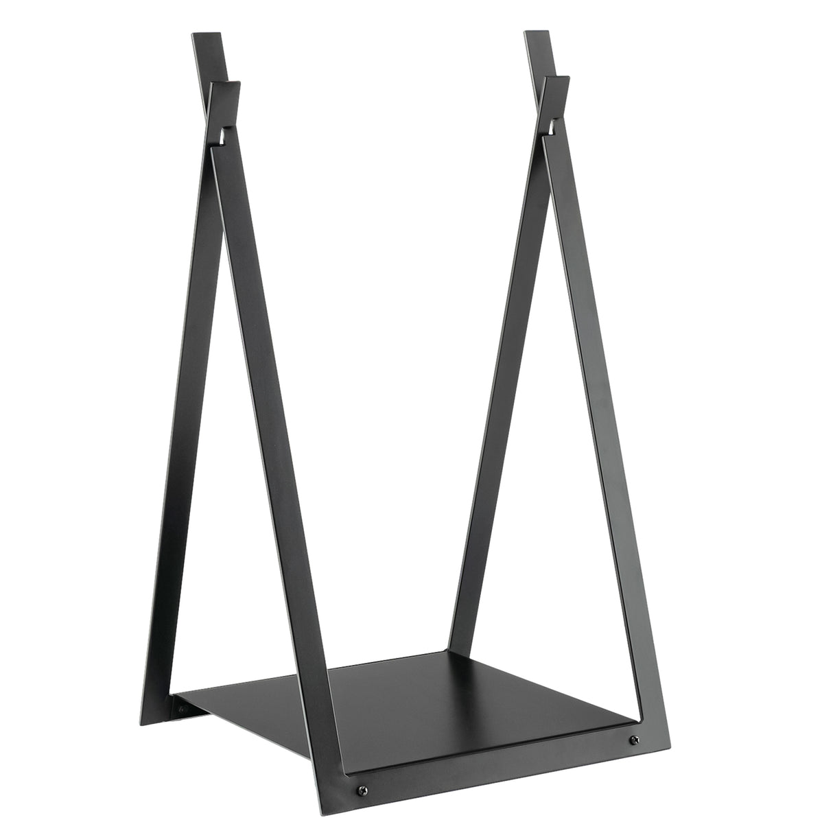 Triangle Firewood Rack with Raised Base for Fireplace Fire Pit-Black