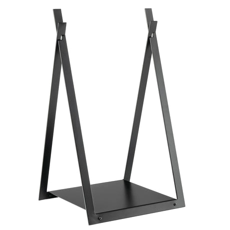 Triangle Firewood Rack with Raised Base for Fireplace Fire Pit-Black