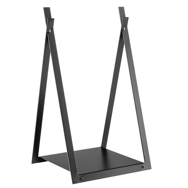 Triangle Firewood Rack with Raised Base for Fireplace Fire Pit-Black