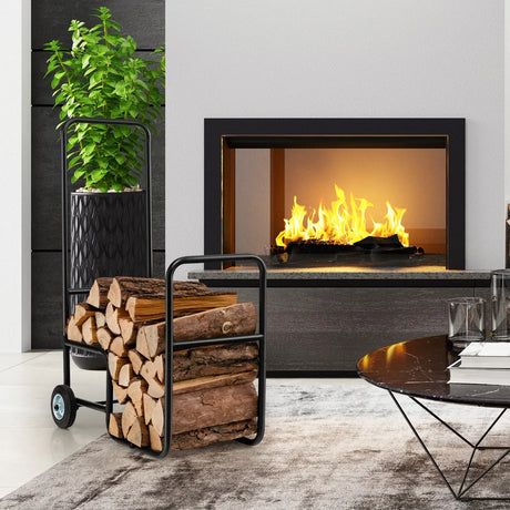 Firewood Log Cart Carrier with Anti-Slip and Wear-Resistant Wheels
