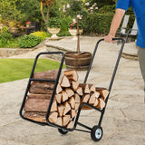 Firewood Log Cart Carrier with Anti-Slip and Wear-Resistant Wheels
