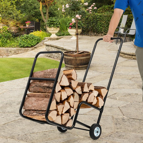Firewood Log Cart Carrier with Anti-Slip and Wear-Resistant Wheels