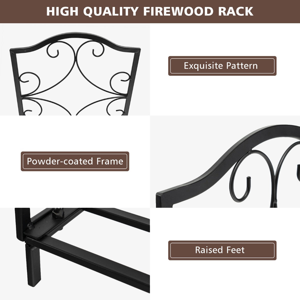 Heavy-Duty Steel Firewood Log Rack
