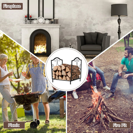 Heavy-Duty Steel Firewood Log Rack