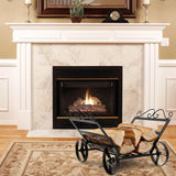 Firewood Rack Decorative Rustproof Steel Fireplace Log Holder with Wheels