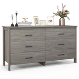 6-Drawer Wide Dresser Chest with Center Support and Anti-tip Kit-Gray