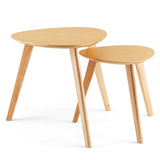 2-Piece Wood Triangle Nesting End Table Set for Living Room