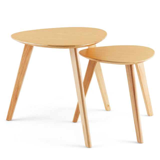 2-Piece Wood Triangle Nesting End Table Set for Living Room