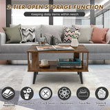2-Tier Wooden Center Table with Open Storage Shelf for Living Room