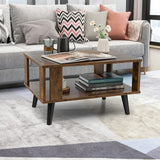 2-Tier Wooden Center Table with Open Storage Shelf for Living Room