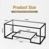 Modern Rectangular Coffee Table with Glass Table Top-Black