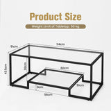 Modern Rectangular Coffee Table with Glass Table Top-Black