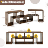 3 Pieces Console TV Stand for TVs up to 65 Inch with Shelves-Brown
