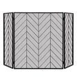 3-Panel Metal Foldable Fireplace Screen with Metal Mesh-Black