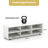 6-Cubby TV Stand TV Console Table with Adjustable Shelves-White