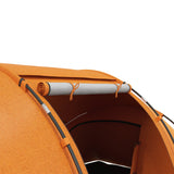 Outsunny 4-6 Man Camping Tent with Living Area and 2 Bedrooms, Hiking Sun Shelter, UV Protection Tunnel Tent, Orange