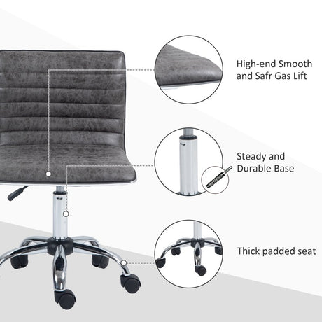 HOMCOM Adjustable Swivel Office Chair with Armless Mid-Back in Microfibre Cloth and Chrome Base - Grey