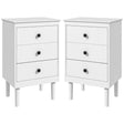 HOMCOM Set of Two Three-Drawer Modern Bedside Tables - White