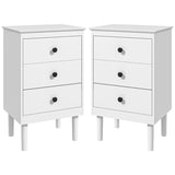 HOMCOM Set of Two Three-Drawer Modern Bedside Tables - White