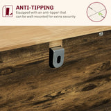 HOMCOM Sideboard with Rubberwood Top and Adjustable Shelves for Dining Room, Kitchen - Rustic Brown