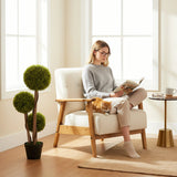 HOMCOM Decorative Artificial Trees Boxwood Ball Topiary Trees Set of 2 in Pot, Fake Plants for Home Indoor Outdoor Decor