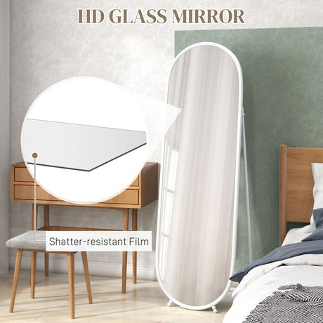 HOMCOM Two-Way Curved Full Length Mirror - White