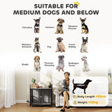 PawHut Dog Crate Furniture with Rotating Bowl Holder, 2 Bowls, 2 Doors, for Medium Dogs, 80 x 56 x 76.5 cm, Grey