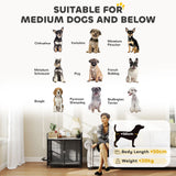 PawHut Dog Crate Furniture with Rotating Bowl Holder, 2 Bowls, 2 Doors, for Medium Dogs, 80 x 56 x 76.5 cm, Grey