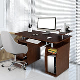 Desk Computer table Office table PC table with printer shelf, keyboard tray-walnut
