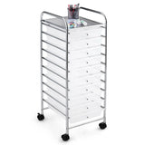 10 Drawer Rolling Storage Cart Organizer-Clear