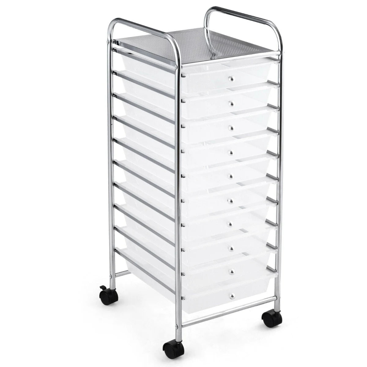 10 Drawer Rolling Storage Cart Organizer-Clear