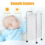 10 Drawer Rolling Storage Cart Organizer-Clear