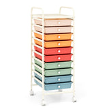 10 Drawer Rolling Storage Cart Organizer with 4 Universal Casters-Macaron Multicolor