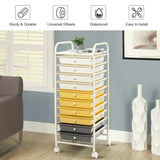 10 Drawer Rolling Storage Cart Organizer-Yellow