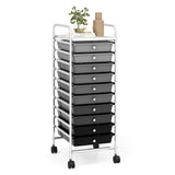 10 Drawer Rolling Storage Cart Organizer with 4 Universal Casters-Gradient Gray