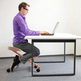 Ergonomic Kneeling Chair Wooden Adjustable Mobile Padded Seat and Knee-beige