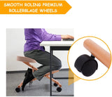Ergonomic Kneeling Chair Wooden Adjustable Mobile Padded Seat and Knee-beige