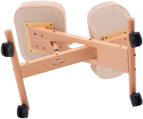 Ergonomic Kneeling Chair Wooden Adjustable Mobile Padded Seat and Knee-beige