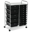 15 Drawer Rolling Storage Cart with Wheels for Home Office Black