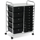 15 Drawer Rolling Storage Cart with Wheels for Home Office Black