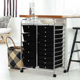 15 Drawer Rolling Storage Cart with Wheels for Home Office Black