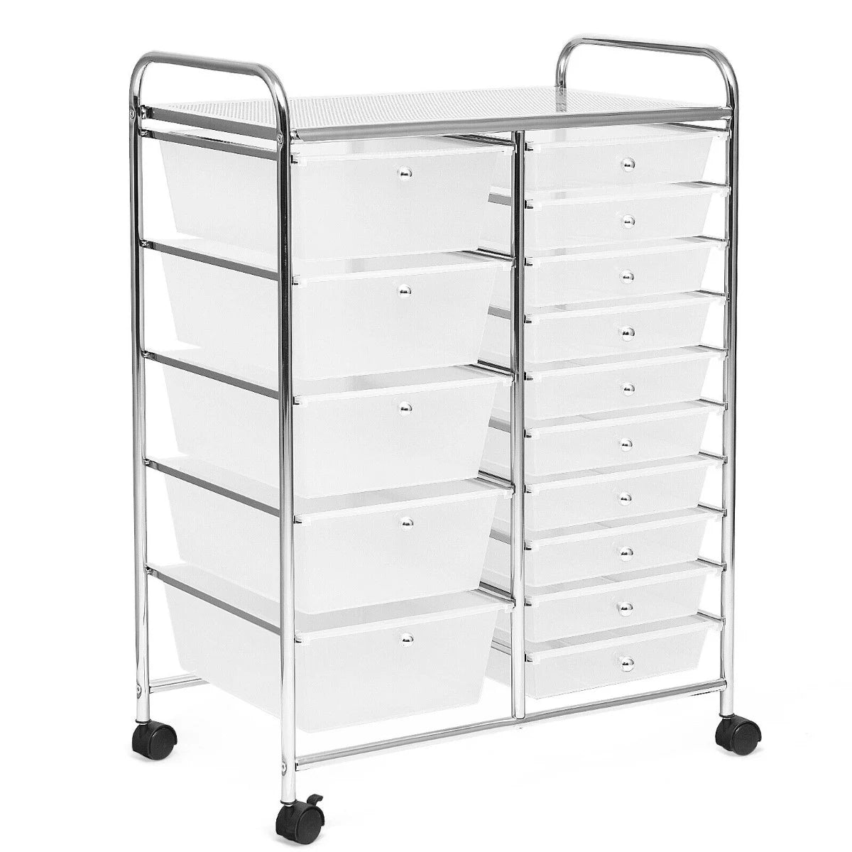 15 Drawer Rolling Storage Cart with Wheels for Home Office Clear