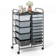 15 Drawer Rolling Storage Cart with 4 Wheels for Beauty Salon-Gradient Black With Black Frame