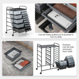 15 Drawer Rolling Storage Cart with 4 Wheels for Beauty Salon-Gradient Black With Black Frame