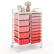 15-Drawer Utility Rolling Organizer Cart Multi-Use Storage-Pink