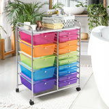 15 Drawer Rolling Storage Cart with Wheels for Home Office Multi-color